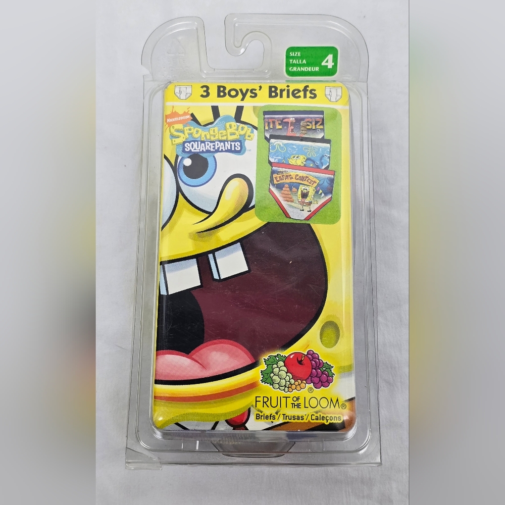 VINTAGE SpongeBob SquarePants Underwear Boys Briefs Size 4 - NEW NIP 3 pack